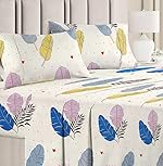 BSB HOME 100% Cotton Double Bed Bedsheet Set | 144 TC Soft & Breathable | Cream Leaf Print with 2 Pillow Covers | Wrinkle Free | for Bedroom & Gifting (90 x 90 Inches)