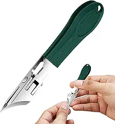 Cortador de unhas diagonal, cortador de unhas inclinado com abertura ampla anti-respingos, cortador de unhas afiadas de cabo longo, cortador de unha encravado para mulheres ou homens (verde)