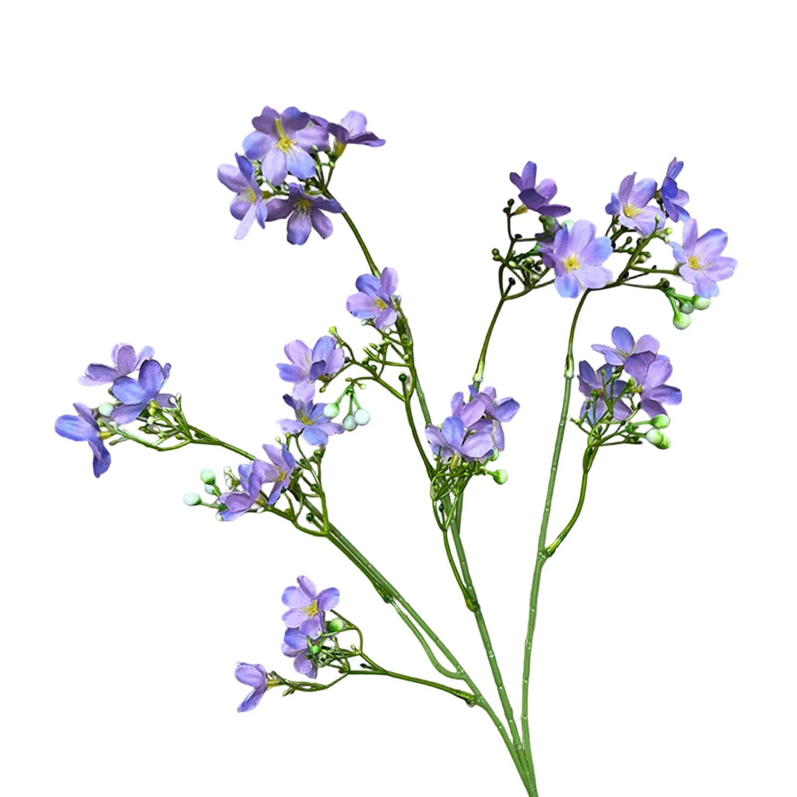 Tuxoiou Artificial Flowers, 3-Fork Long Stem Faux Silk Flower Branch, Realistic Fade Resistant Floral Stems for Indoor Outdoor Vase Centerpiece Decor Purple