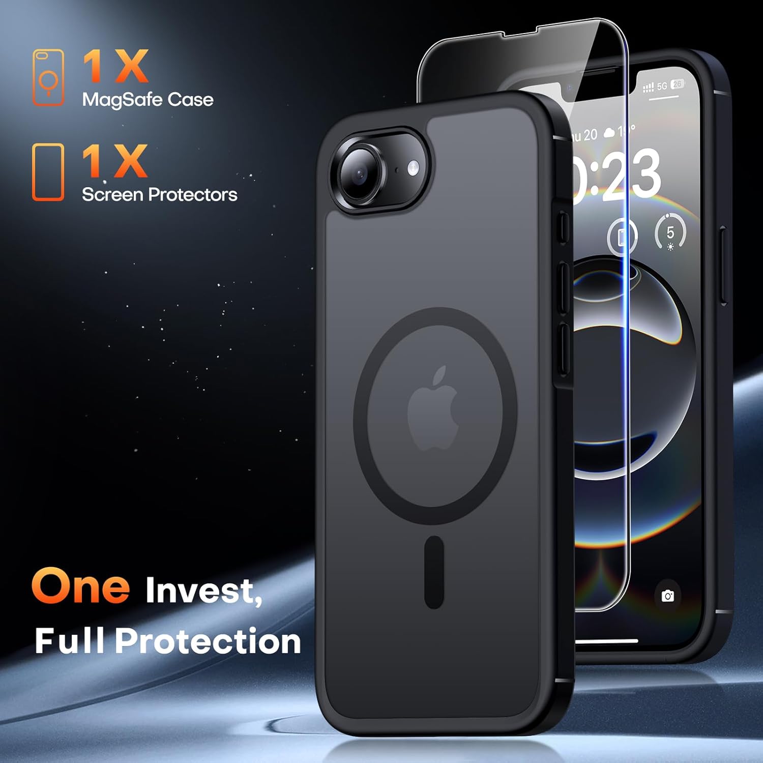 TAURI for iPhone 16e Case 6.1" with 1-Pack Screen Protector, Compatible with MagSafe, [Not-Yellowing] 16 FT Drop Protection, Military-Grade Shockproof Transparent Magnetic Phone Cover - Black - Image 3