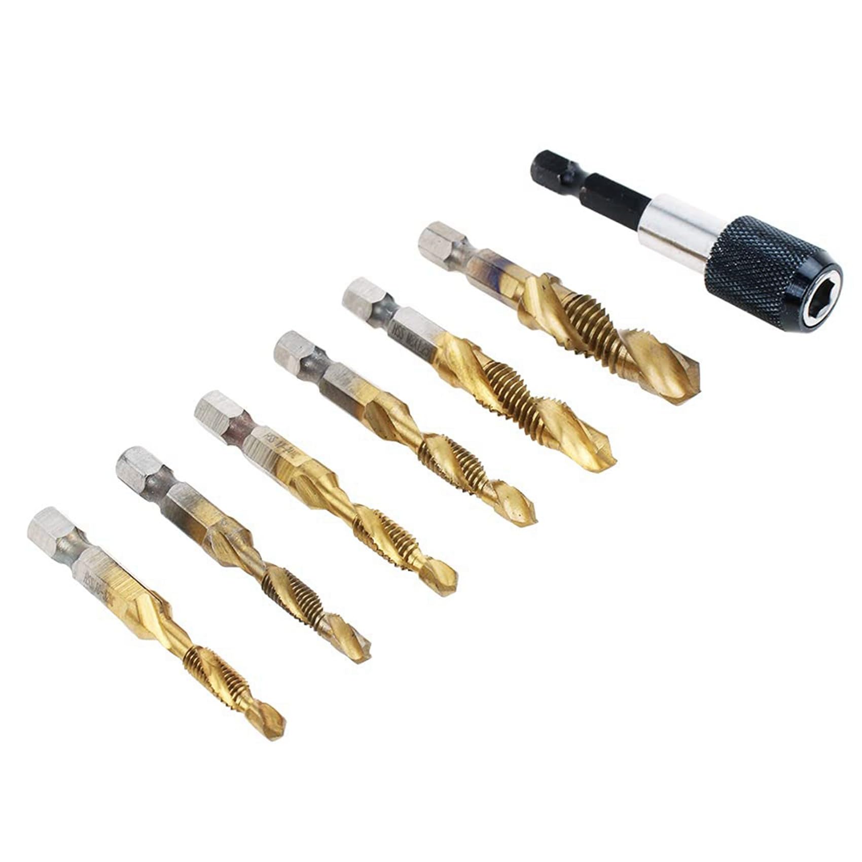 Set di punte per trapano a combinazione di colore titanio 39 pezzi SAE e Metrico Tap Bit Kit per filettate foratura sbavatura