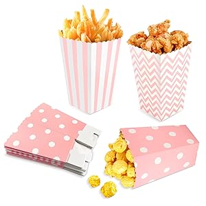 Cajas de Palomitas 24 pcs Cajas para Dulces, para Fiestas de Cumpleaños, Bodas, Noche de Película, Picnic o Barbacoa