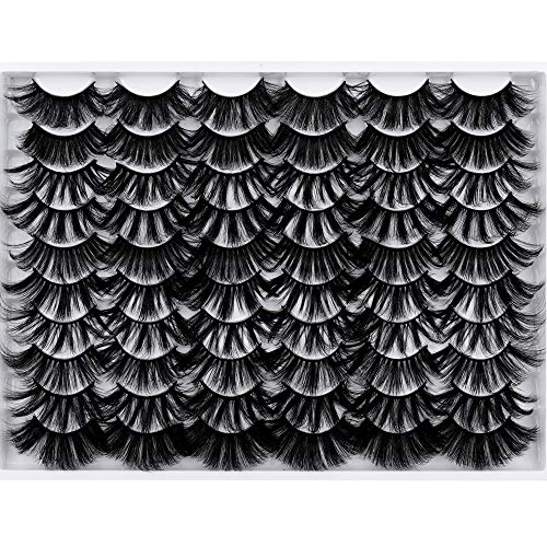 30 Pairs 25MM False Eyelashes Wholesale 10 Styles Fake Lashes Bulk 9D Fluffy Volume Dramatic Faux Mink Eyelashes Pack Thick Long Eye Lashes by Yawamica
