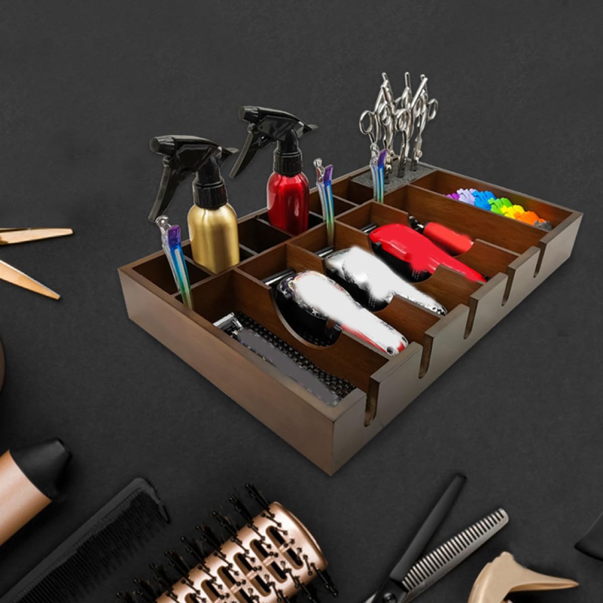 VOSAREA de Organisatrice Capacité à et Plastique Rationnelle des Design en Grille Grosse Rangement Salon de Coiffure pour Outils et Tondeuses Électriques