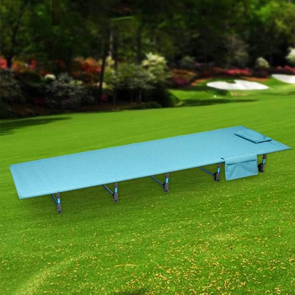 Outdoor Aluminum Alloy Folding Camping Bed Sports Universal Camp Cot with Carry Bag for Fishing Hiking Camping (Black)