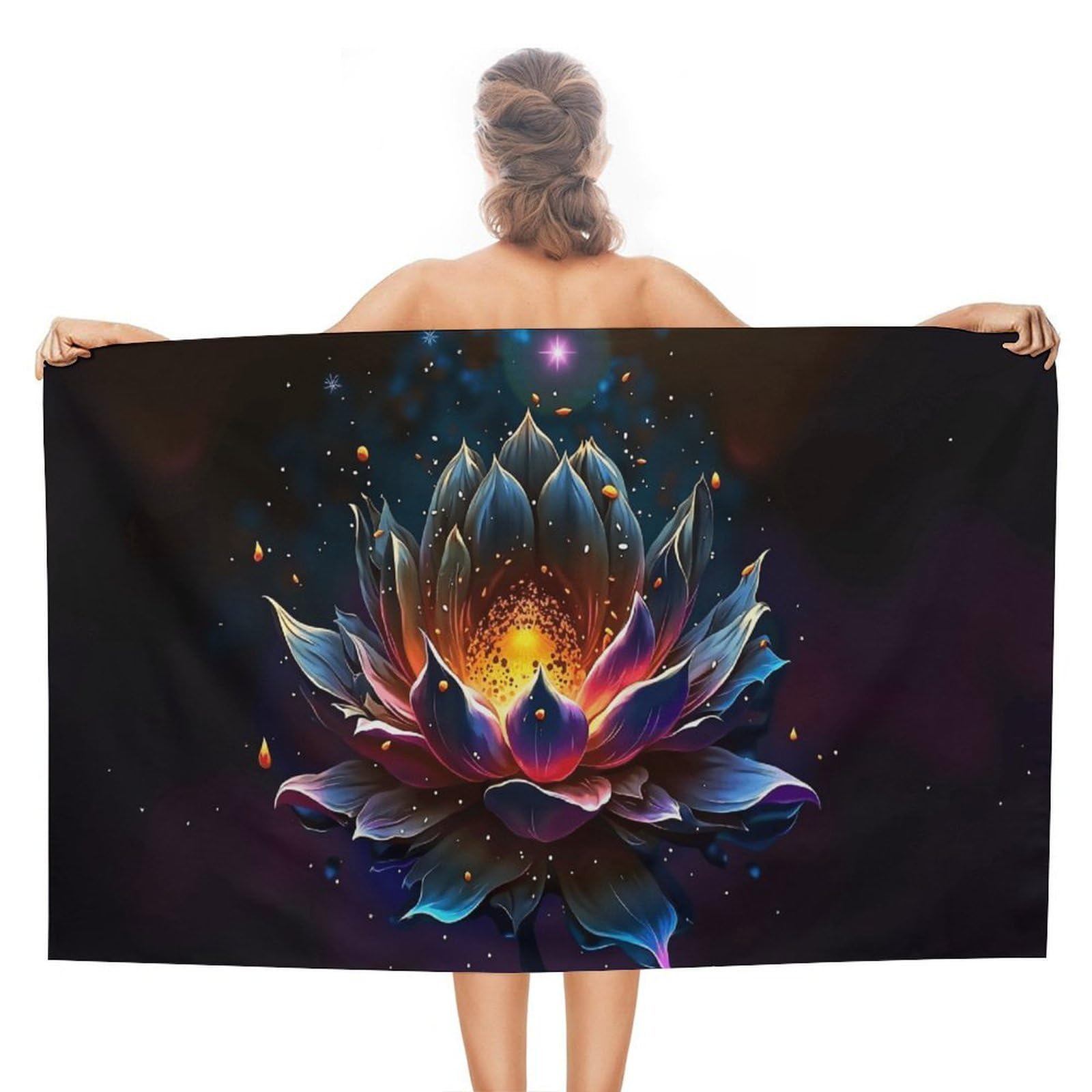 Anceky Lotus Flower Beach Towel Microfiber Soft Absorbent Oversized Large Bath Towel Blanket Thin Quick Dry for Adults Swimming Pool Yoga Gym Travel 51"X31"