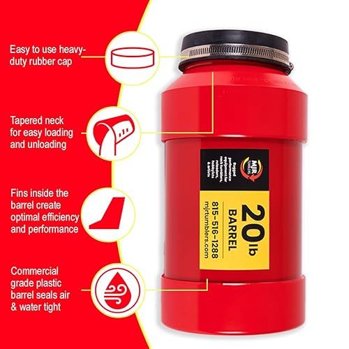 Miniatura 22 de MJR Tumblers Barril de vaso de roca de 2 galones, barril para pulir, herramienta pulidora de rocas, 30 libras