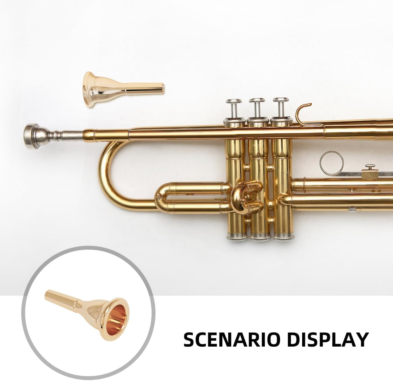 Tuba Mouthpiece, Brass Standard Size Mouthpiece for Tuba and Euphonium, Professional Grade Replacement for Students and Musicians, Gold