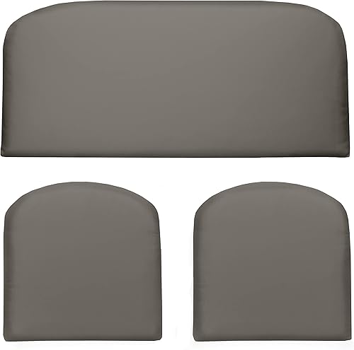 RSH DECOR Juego de 3 cojines de mimbre de espuma 41 x 19 y 19 x 19 pulgadas Tela hilada para todo tipo de clima Resistente al agua Sofá biplaza