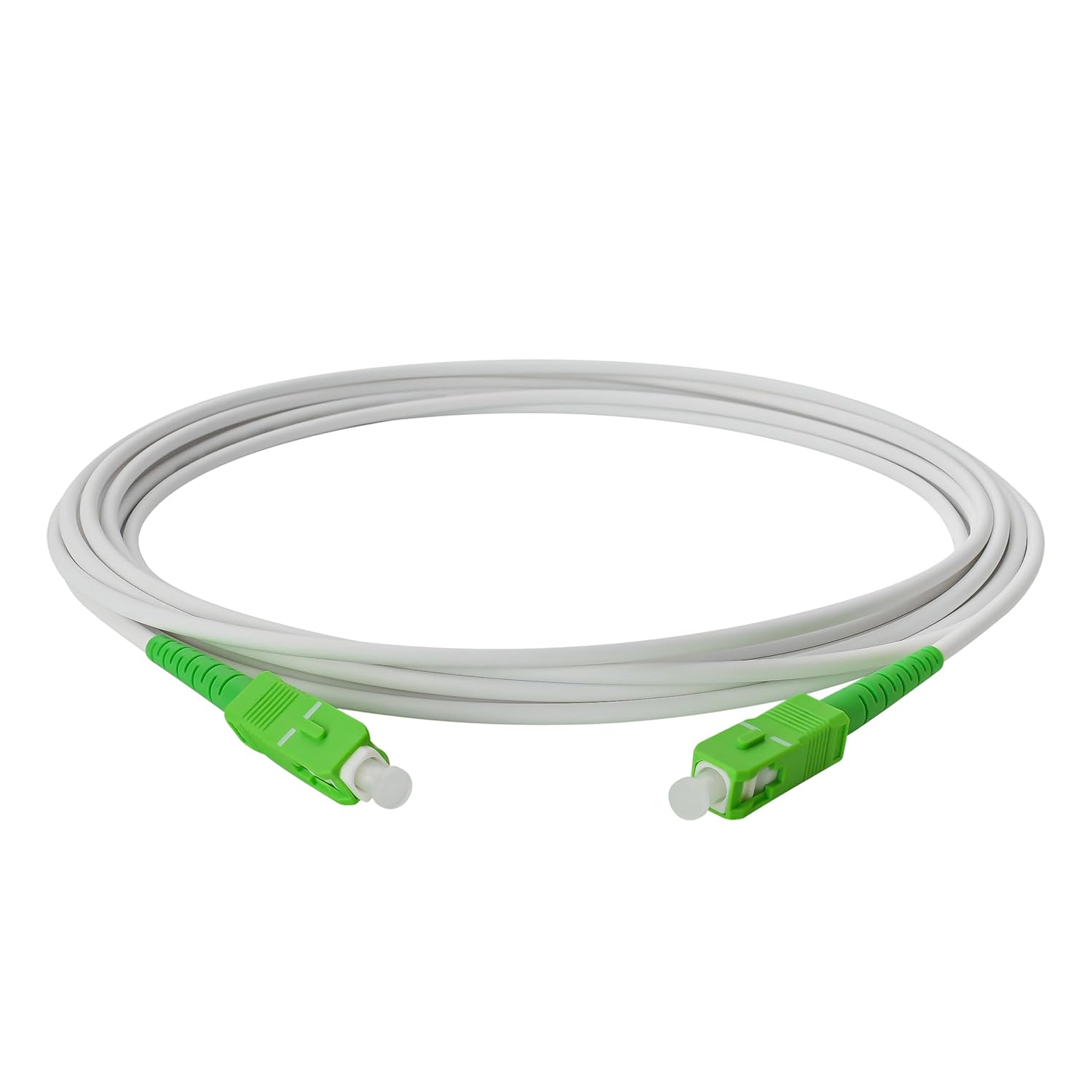 SpeedyFiberTX 1-Pack 1 Meter Low Loss (≤ 0.15dB) Singlemode Simplex SC/A to SC/A Armored Fiber Patch Cable, Premium Connector, Corning G657A2 Fiber, 3.0mm White LSZH UV-Proof Indoor/Outdoor Jacket