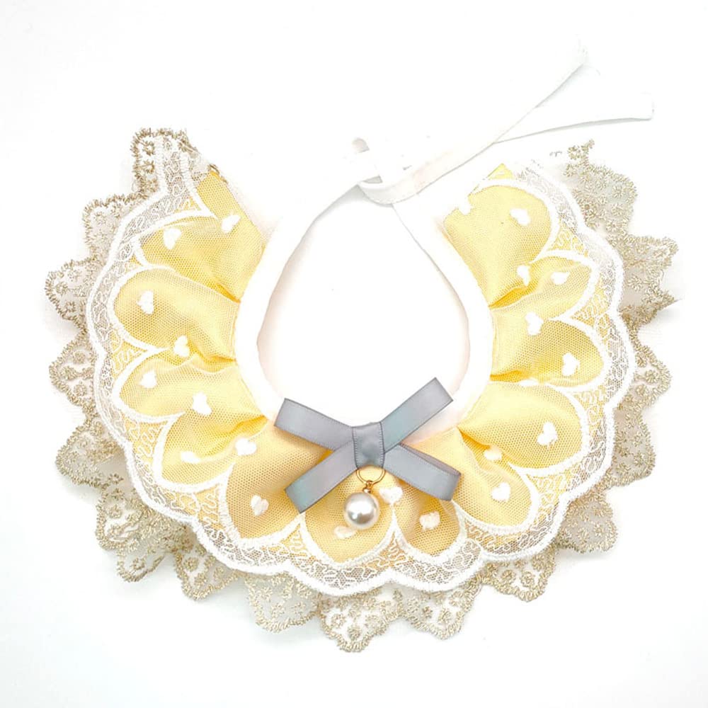LtuzPet Pet Bib Dog Cat Collar Lace Bib Scarf Necklace Rabbit Neck Scarf with Bow Tie Bell Ornament for Pet Costume Supplies