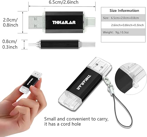 Miniatura 7 de Thkailar Unidad USB C USB C USB 3.1 de 128 GB OTG USB 3.1 Flash Drive Dual para viajeros de negocios compatible con teléfonos Android, PCMac Pro,