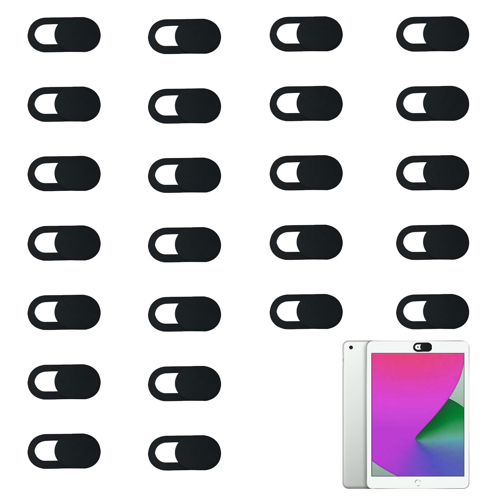 24 PCS Cache Camera Ordinateur,cache webcam,cache webcam pc portable,cache camera telephone,Cache Camera Ultra-Mince pour Tablettes,Ultra-Mince pour Tablettes, Ordinateur Portable, PC (Le Noir)