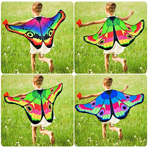 9 Pieces Kids Butterfly Costume Fairy Butterfly Wings Masquerade Masks Halloween Girls Dress Up Pretend Play (Rainbow Series) #TOP4