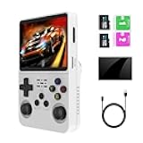 R36s Retro Handheld Gaming Console with 64G Card 15000+Game, Portable Game Consoles Linux System 13+ Emulator 3.5-Inch IPS Screen (White)