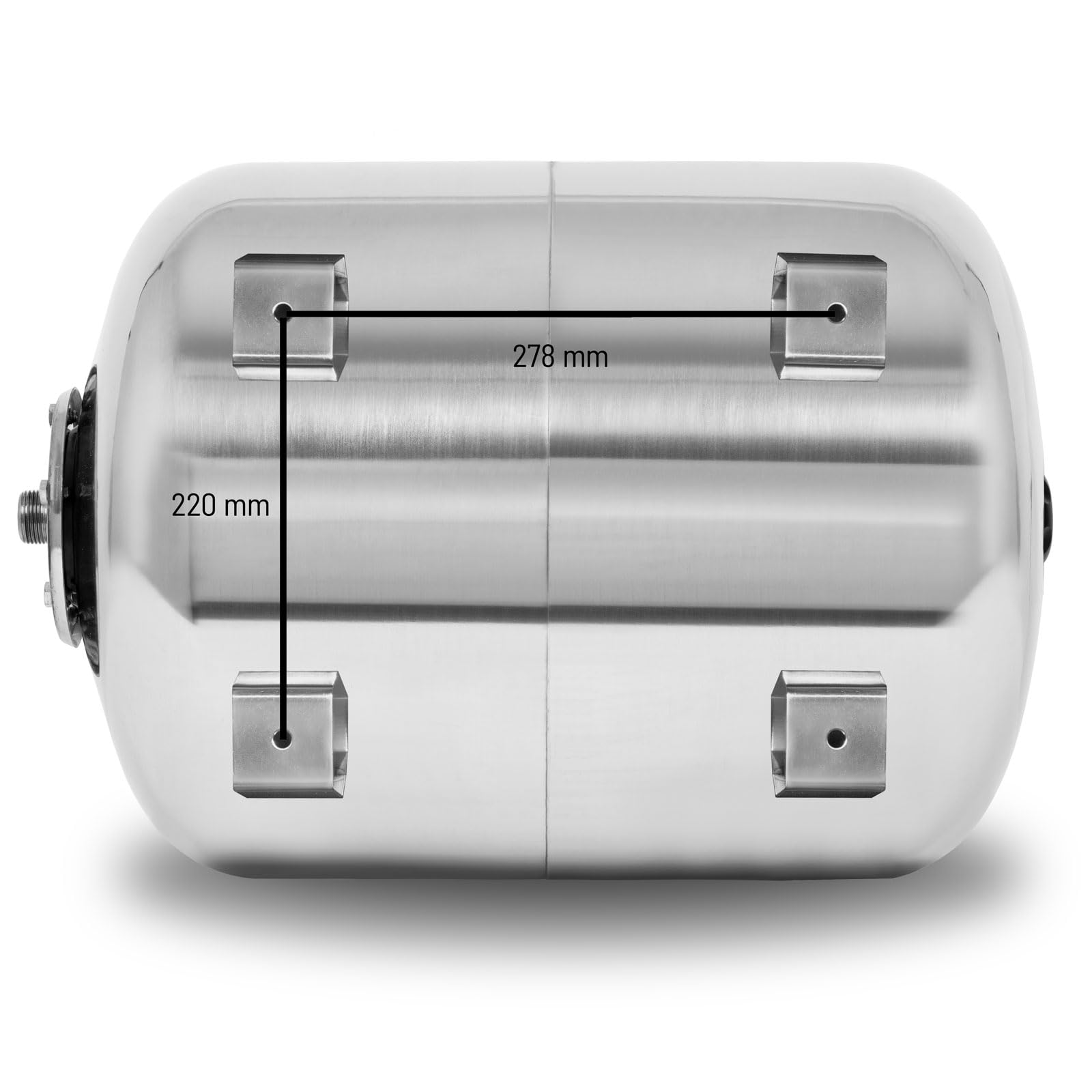 EBERTH Depósito a presión 100L, 6 bar, Intensificador de presión, Depósito, Globo, conexión 1" para bomba doméstica, bomba de pozo, acero inoxidable, Intensificador de presión, horizontal, pared 1,2mm