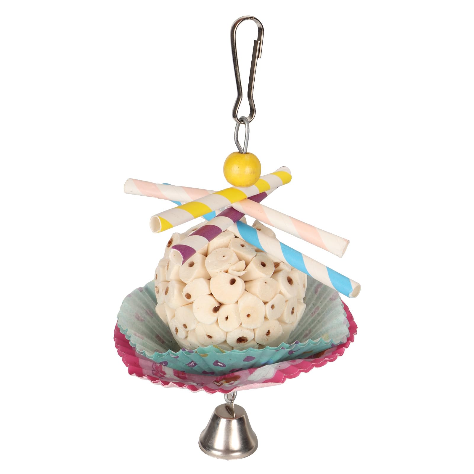 Tnfeeon Bonka Bird Toys Sola Shredding Toy, Safe Chew Treat for Parrots, Engages Birds and Prevents Boredom for Cockatiels and Parakeets (Single Ball String)