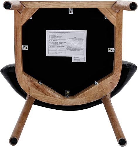 Miniatura 8 de Juego de 2 sillas de comedor negras tapizadas de piel sintética con respaldo abierto, sillas laterales tradicionales de madera para sala de estar,