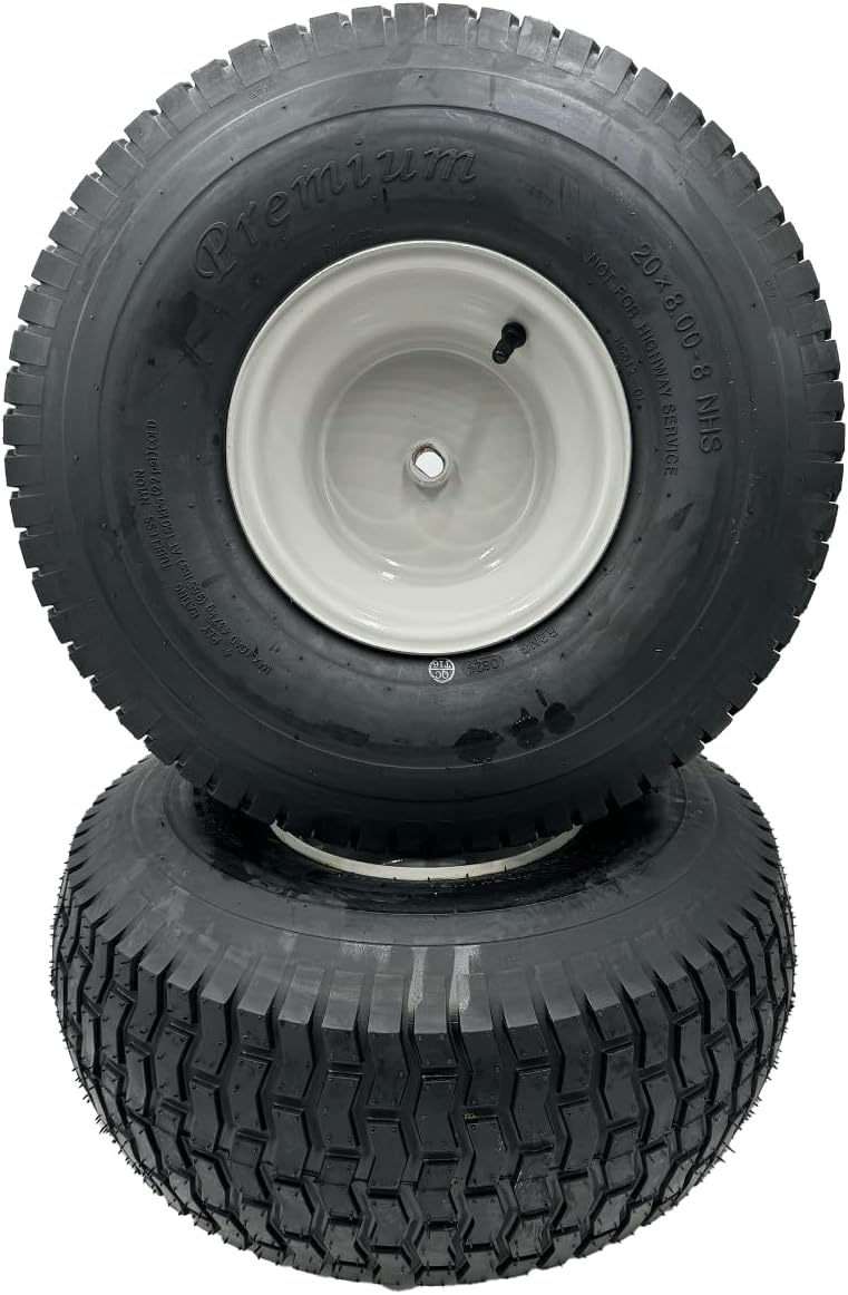 20x8.00-8 Gray Lawn Mower Wheel - Set of 2-3/4 Inch Axle, 2.90 Inch Hub