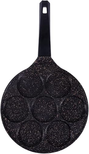 Miniatura 2 de serenk Sartén antiadherente para panqueques con 7 divertidos bolsillos faciales, resistente a arañazos y cortes, bandeja redonda para hornear