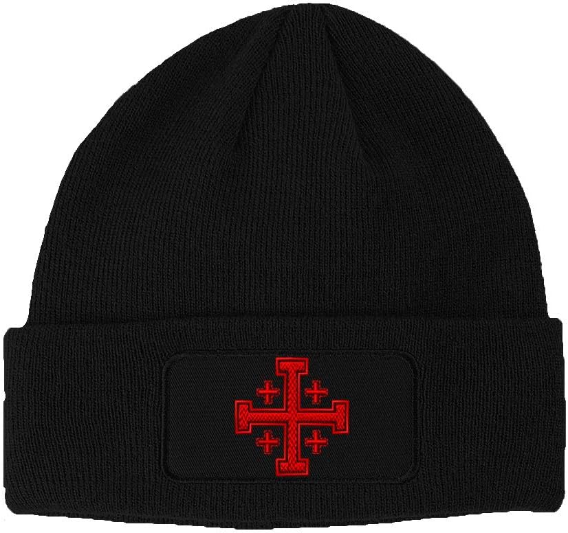 Patch Beanie Jerusalem Cross B Embroidery Skull Cap Hats for Men & Women