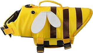 FANSU Dog Life Jacket, Dog Life Jacket with Rescue Handle, Rescue Vest for Dogs, Adjustable Size for Swimming, Surfing, Boating (S, Yellow Bee) product image