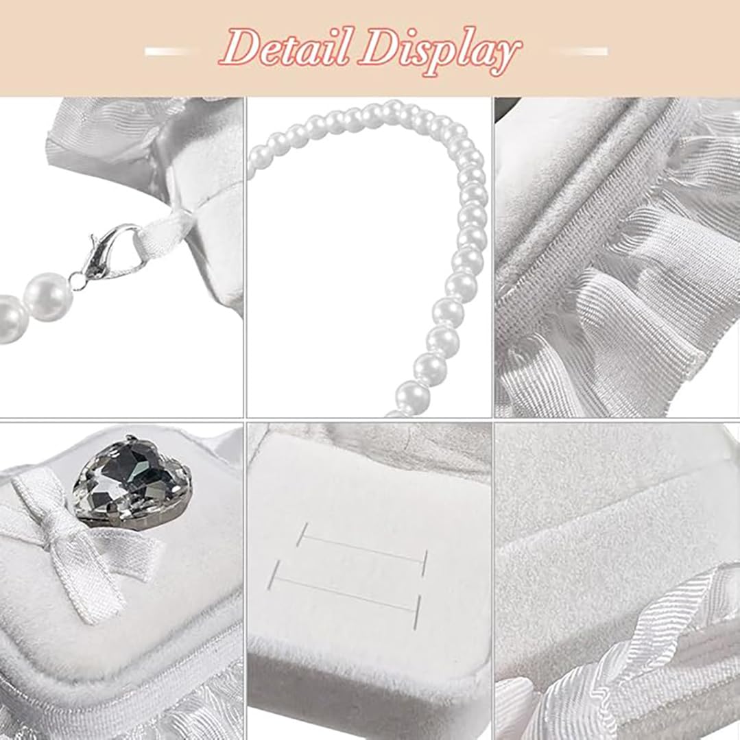 TMTGTS Hondenringdrager, bruiloft, XS, maat, ringbox voor honden met strik, pareldecoratie, afneembare bruiloftshalsband voor honden, hondenhalsband met ringdoos, voor huwelijksaanzoek, verloving