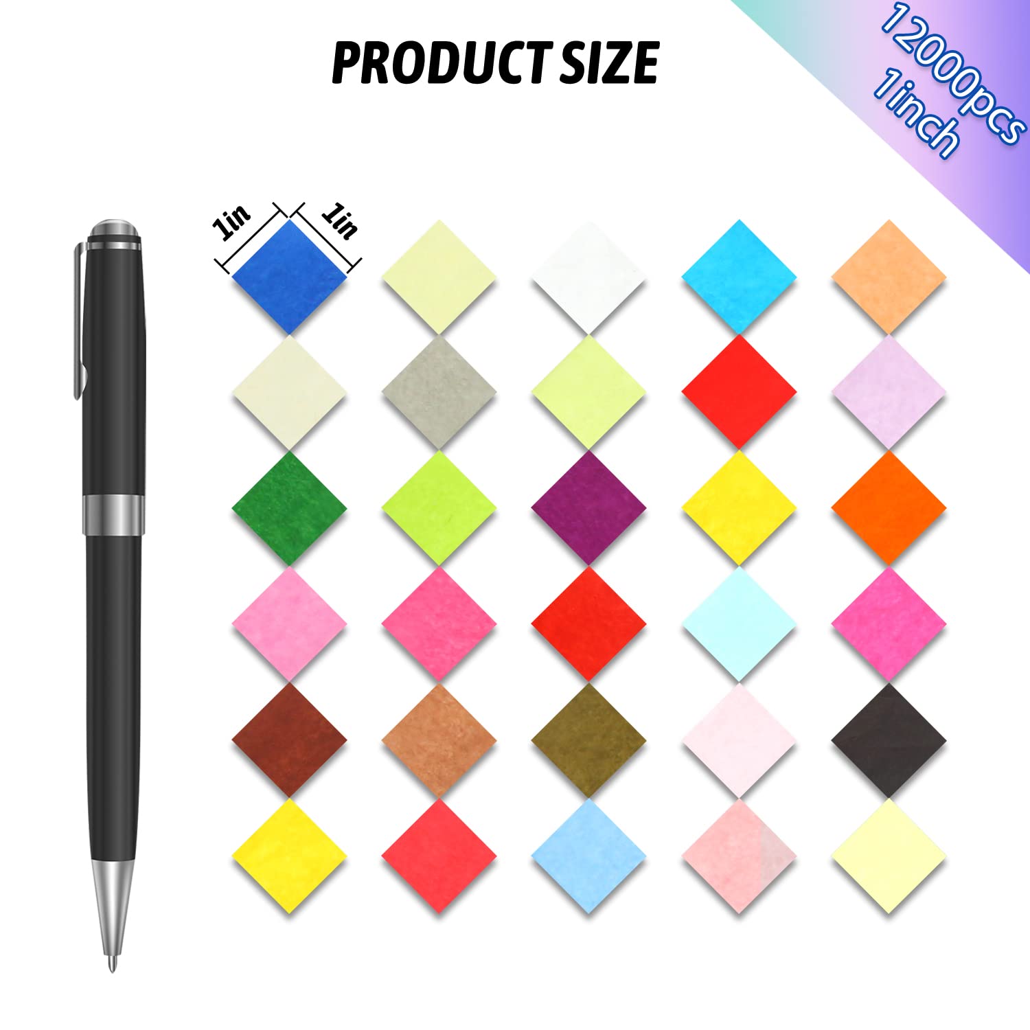 CCINEE 12000 Pcs 1 Inch Tissue Paper Squares, 30 Assorted Colors Art Rainbow Tissue Paper Multicolor Tissue Mosaic Squares for Arts Craft Classroom DIY Project Scrapbooking Party Supply