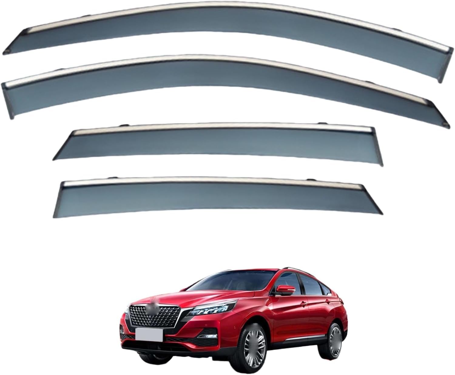 liufangfc Wind Deflectors for Venucia T90 MK1 2016-2022 – 4pc Tape-On Smoked Visors, Weatherproof, Anti-Salt/Snow, Low-Noise