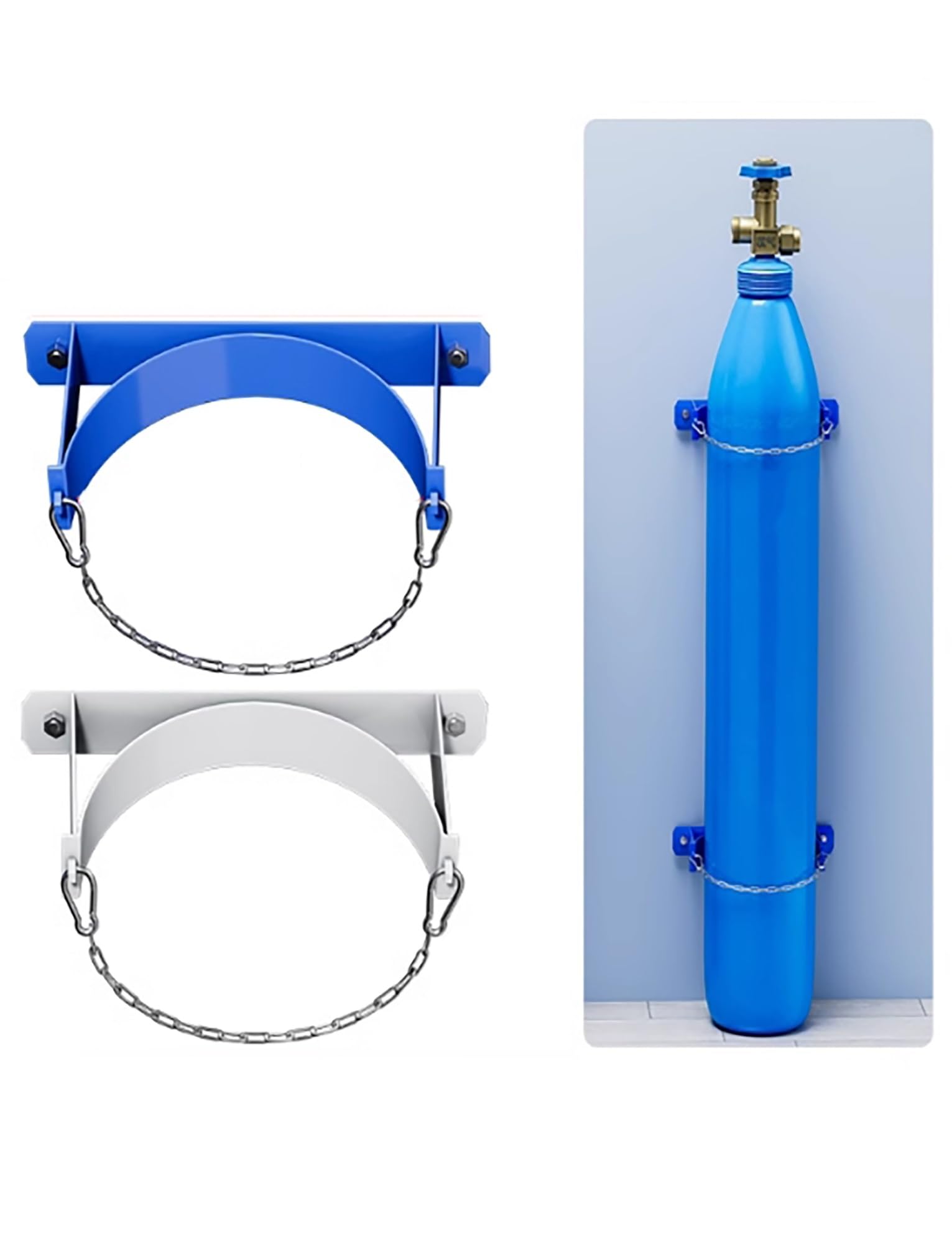 GHHVFEC Oxygen cylinder rack,Wall Mounted Oxygen Cylinder Holder, Adjustable Steel Tank Rack for Laboratory & Factory, Durable Cylinder Storage Cabinet, Compact Bracket with Metal Buckle (