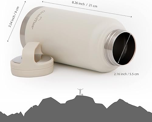 Miniatura 10 de GrandTies 2 Lids Sports Stainless Steel Water Bottles  Wide Mouth Vacuum Insulated Reusable Leak Proof BPA-Free Travel Metal Canteen, Thermos