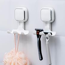 LEVERLOC 2 Pack Vacuum Suction Cup Razor Holder for Shower No Drill, White