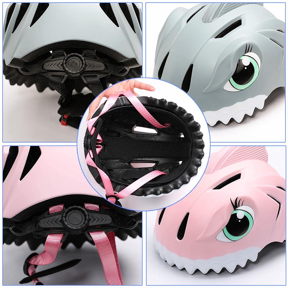 Casco de Ciclismo para Niños, Lindo Casco de Tiburón, Casco de Bicicleta para Niños de 3, 4, 5, 6, 7 y 8 Años, Casco de Patineta, Casco de Scooter