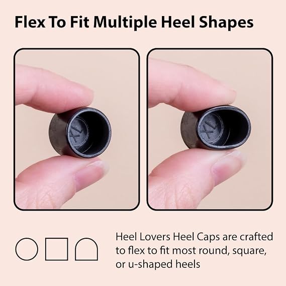 Heel Lovers Protective Heel Caps, 5 Pairs for Womens High Heels (Black)