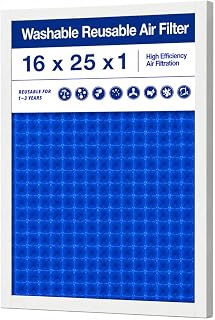 Originallife 16x25x1 MERV 8 Washable & Reusable Air Filter | Durable PP construction with steady airflow, ideal for homes with pets, children, and everyday dust.