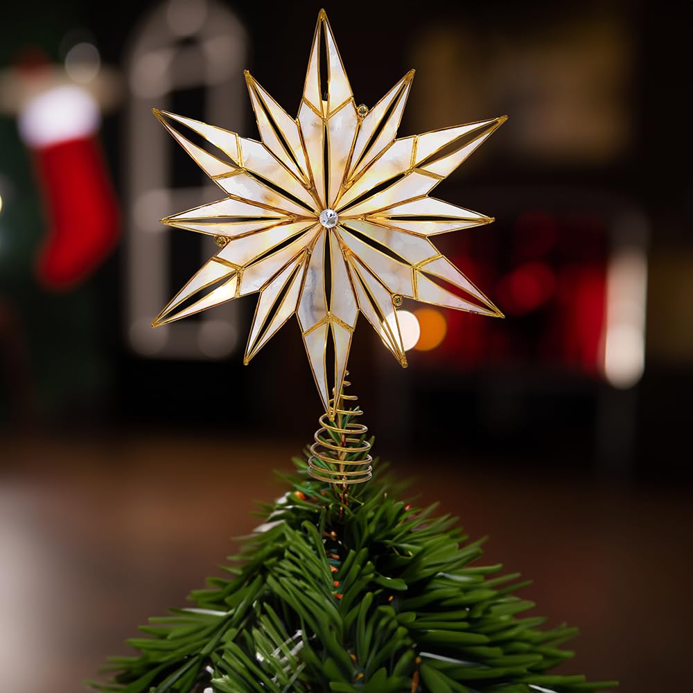 Amazon.com: Kurt Adler 10-Light 12-Point Capiz Star and Center Gem