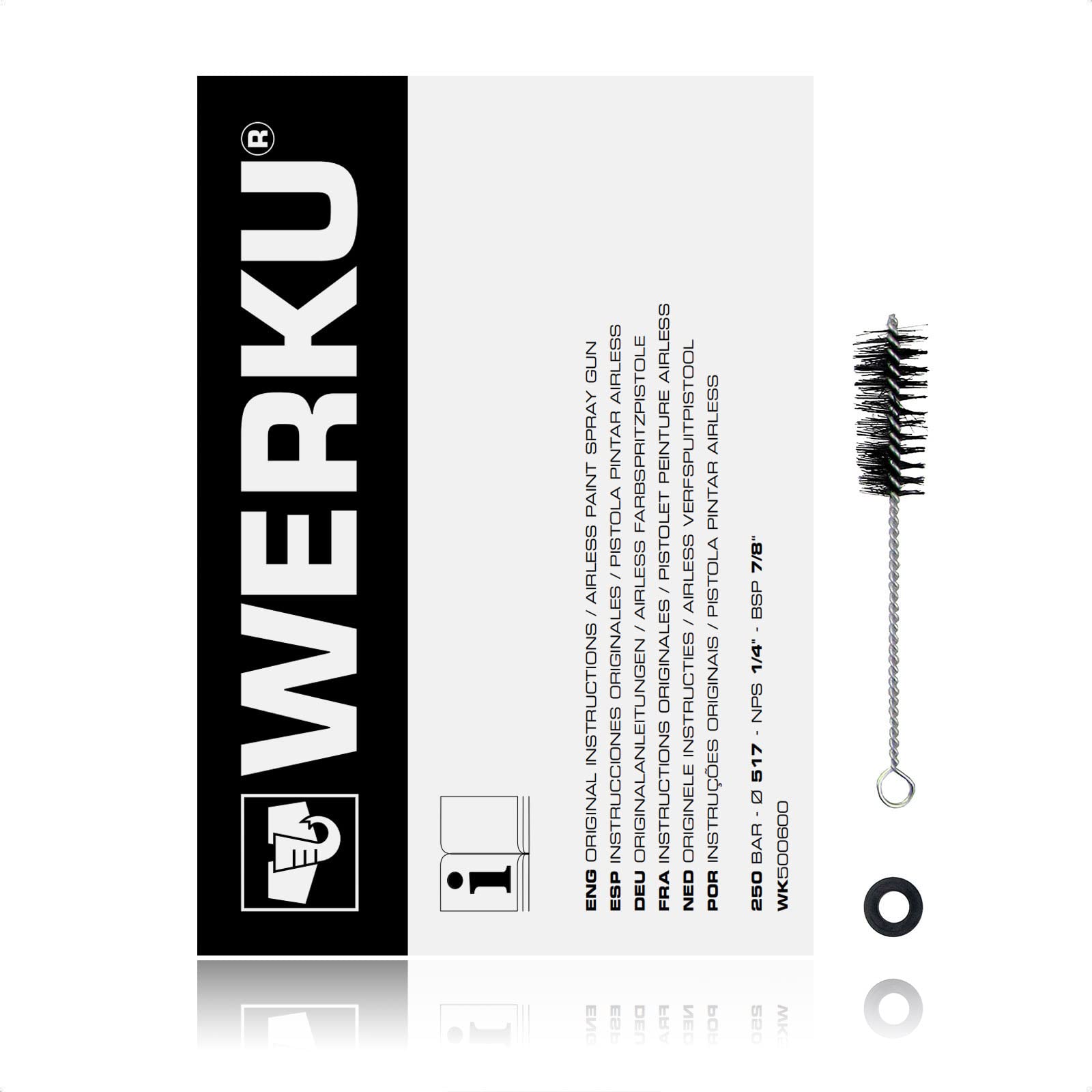 Werku WK500600, Pistola Pintar Airless, Calidad Profesional, Boquilla 517, Presión 250 Bar, Incluye Portaboquillas, Boquilla y Filtro