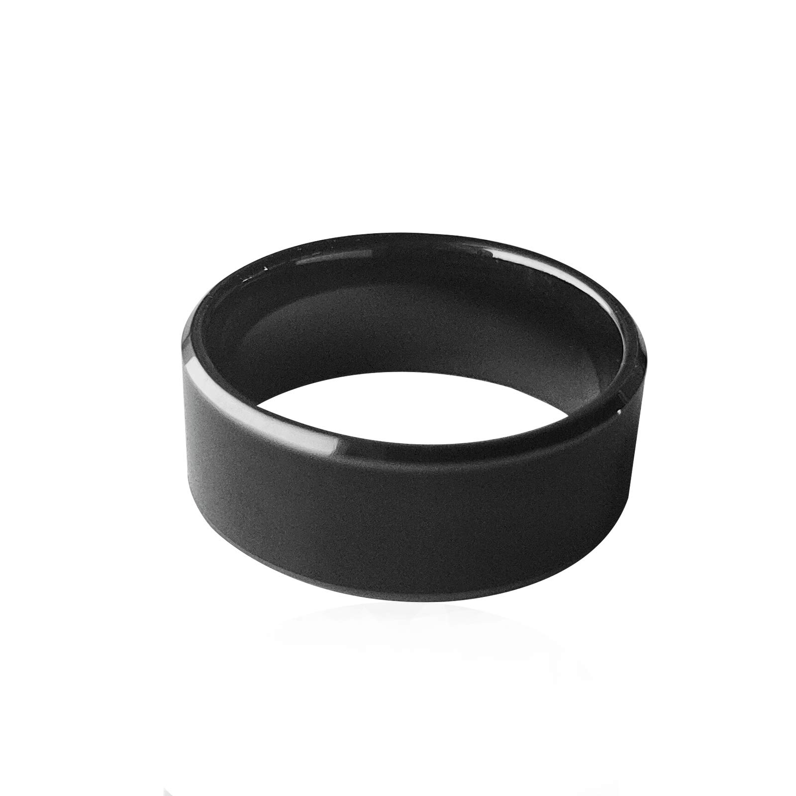 RFID Rewritable Dual Frequency 125kHz t5577 & 13.56MHz CUID Noir Ceramics Smart Finger Ring for Men Women