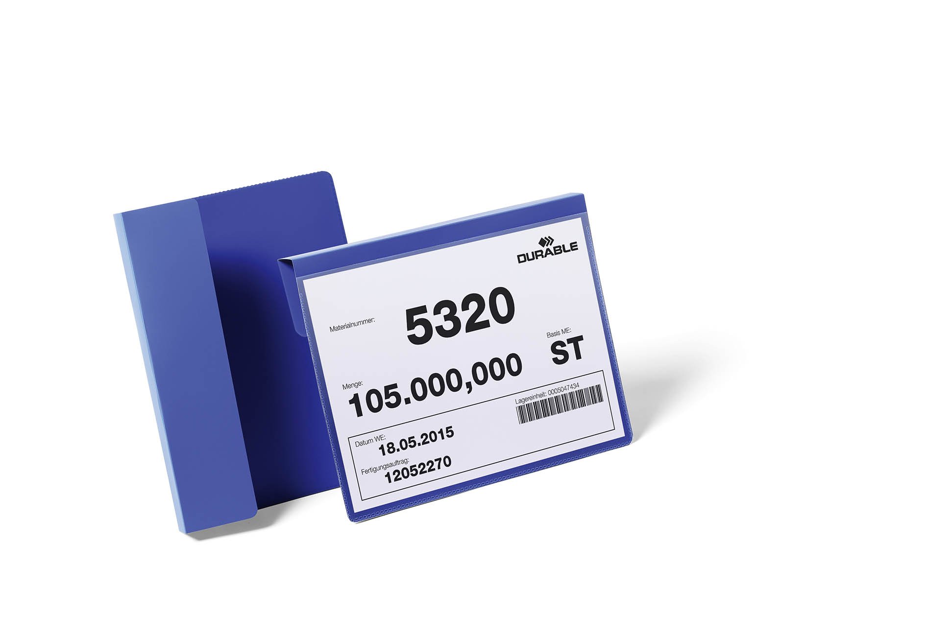Durable 172207 - Buste con Aletta Pieghevole di Aggancio (A5 Orizzontale), 230 x 259 x 0.6 mm (L x H x P), Confezione da 50 Pezzi, Blu