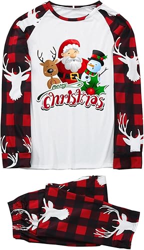 Miniatura 4 de luwita Pijamas de Navidad para la familia, conjunto a juego de camisetas de manga larga y pantalones, camisones navideños con Feliz Navidad