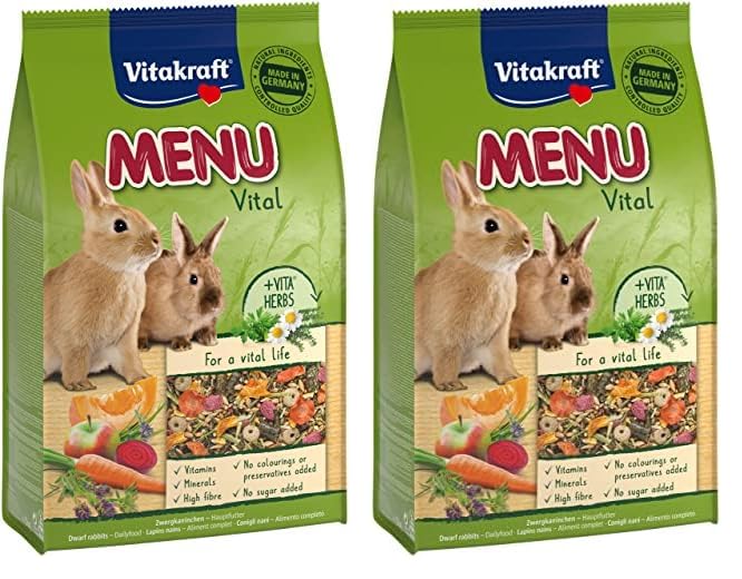Vitakraft Menú Premium Vital para Conejos con Cereales, Manzanas y Verduras, 3 kg (Paquete de 2)