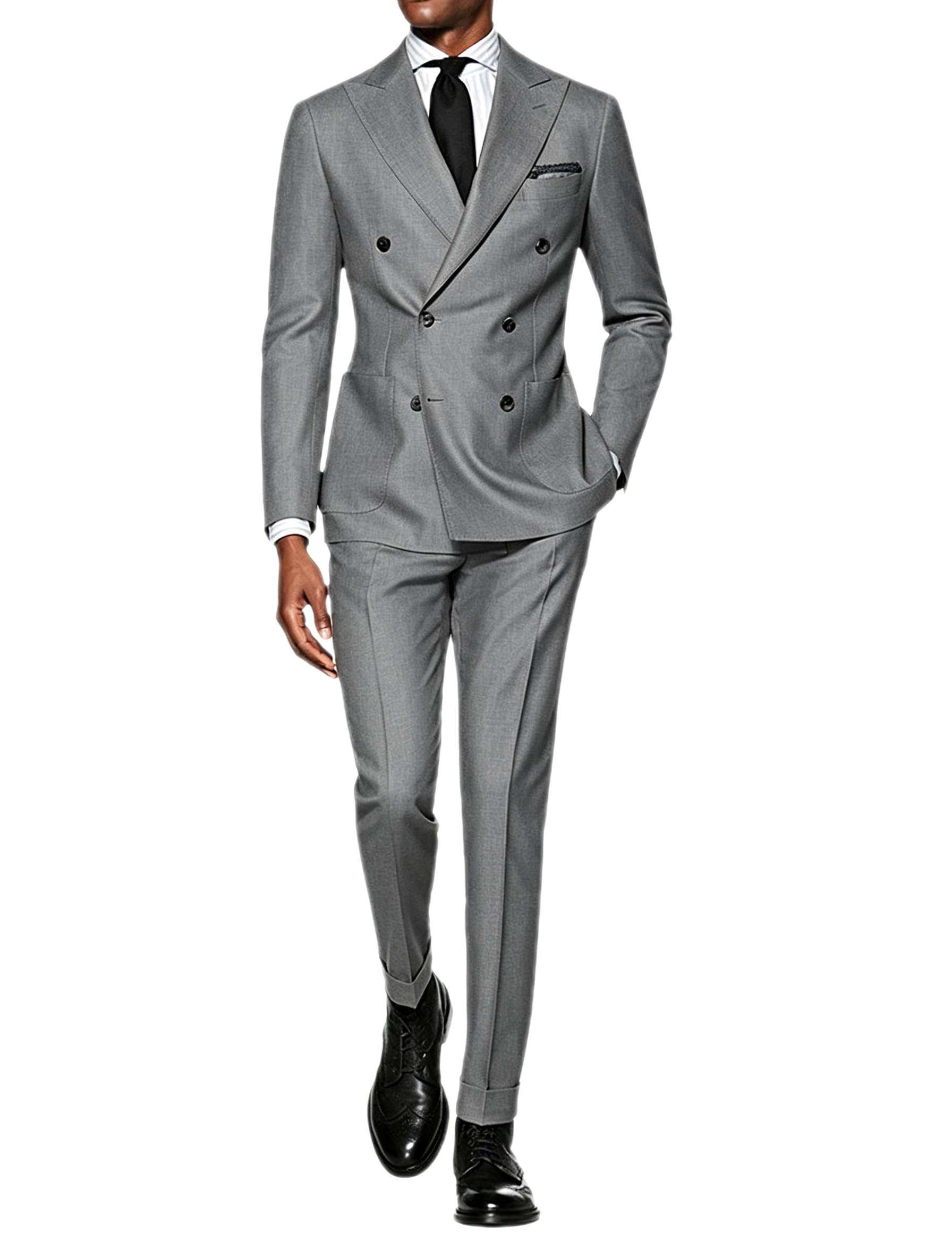 Ulnomio Uomo Doppio Petto 2-Piece Suit Picco Risvolto Business Festa di Nozze Giacca e Pantaloni