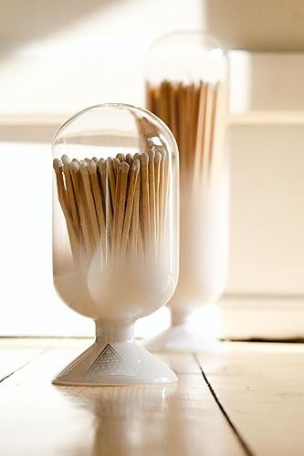 Miniatura 3 de Skeem Cloud - Campana de cristal para chimenea con huelga, fósforos de punta blanca, incluye 120 palos de fósforo grandes, decoración perfecta para