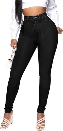 KUNMI Womens Classic High Waisted Skinny Stretch Butt Lifting Jeans Slim Fit Denim Pants