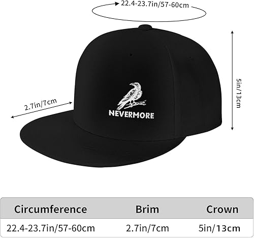 Miniatura 6 de Edgar Allan Poe Raven - Gorra de béisbol ajustable de ala plana negra