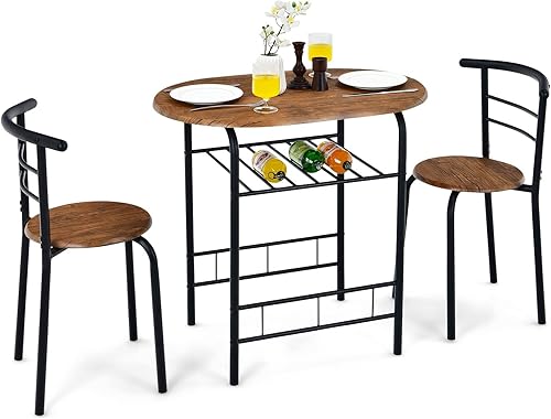 ARLIME Juego de comedor de 3 piezas, mesa de cocina redonda con 2 sillas, marco de acero y estante para vino, mesa de cocina pequeña para disponible en Yaxa Guatemala