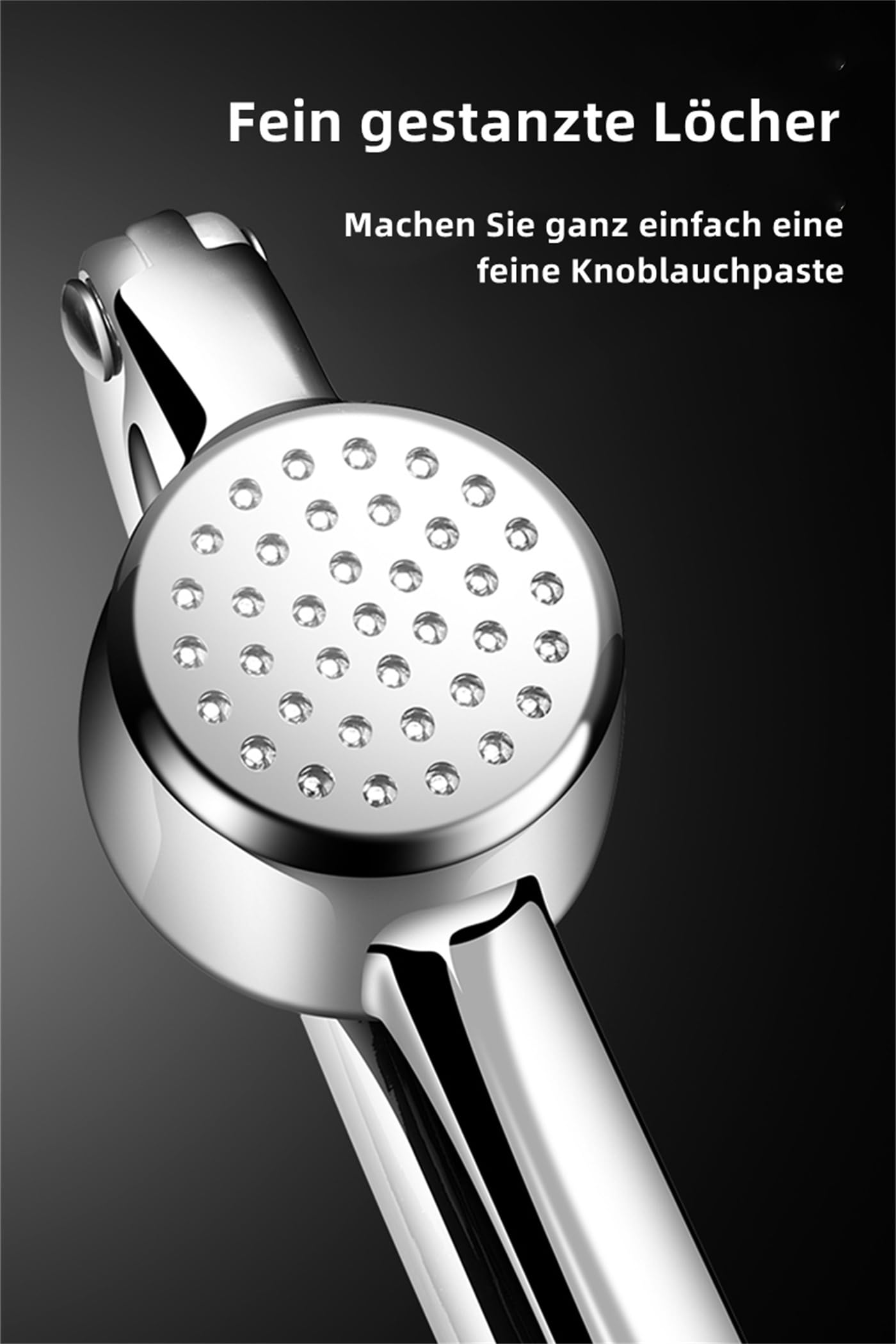 TURIMON Knoblauchpresse, Küchenutensil mit benutzerfreundlichem Griff – Effizientes Werkzeug zur Knoblauchpaste-Gewinnung – Einfach sauber zu haltende Knoblauchpresse – Farbe: Silber