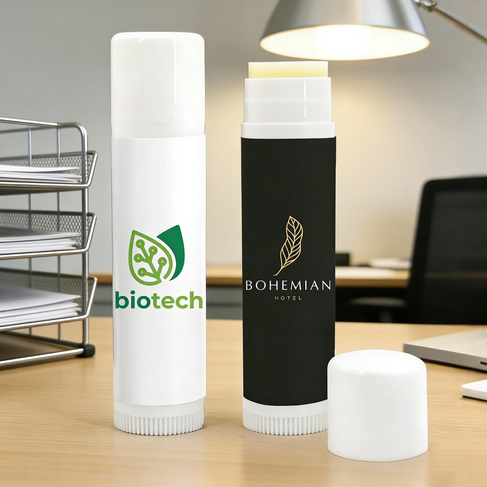 Baume à lèvres personnalisé en vrac avec logo Chapstick personnalisé, articles promotionnels pour cadeaux d'affaires, mariage et événement (100 pièces)