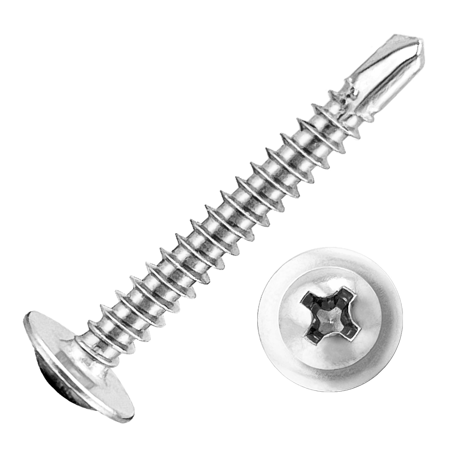MateIJS 200pcs 8×1-1/4” 410 Stainless Steel Self-Tapping Sheet Metal Screws - High Strength Truss Head Fasteners for Metal, Plastic & Wood, Phillips