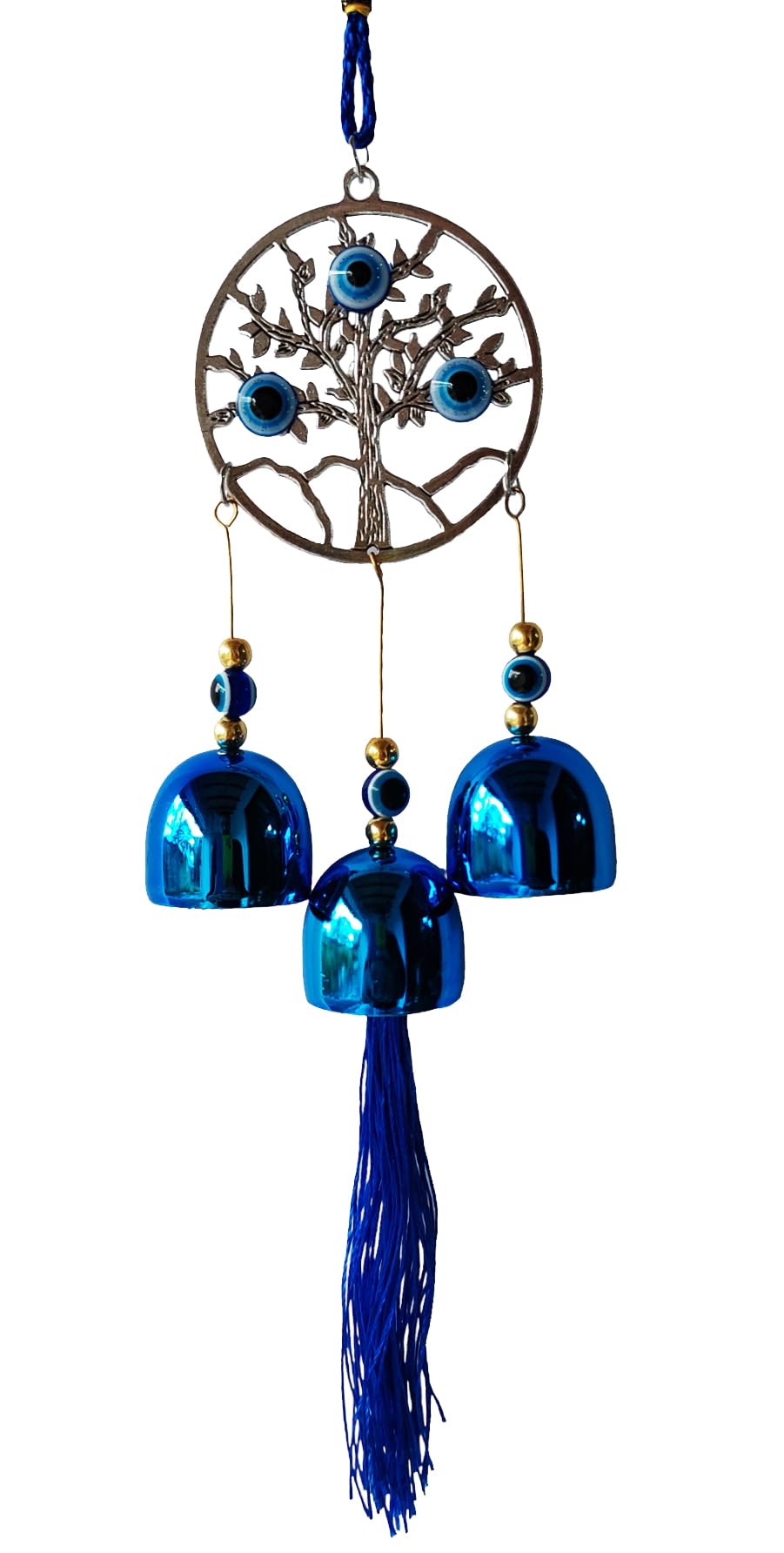 Paradigm Pictures Tree of Life Evil Eye Wind Chime 3 Bells for Home & Office - Brings Positive Vibes & Removes Negative Energy | Evil Eye Wind Chime